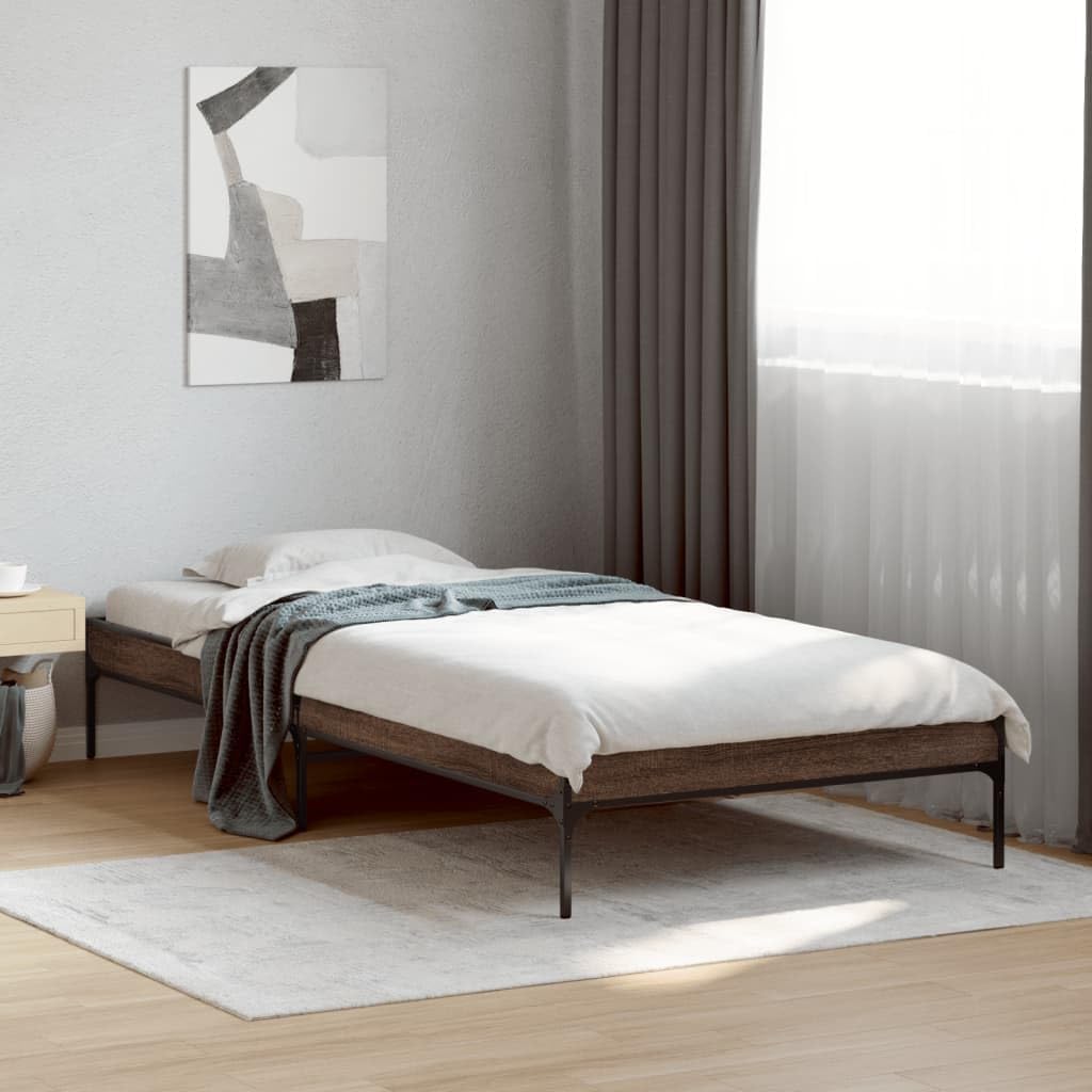 Materiał drewnopochodny ze stabilnymi metalowymi nóżkami Brąz 90x190 cm