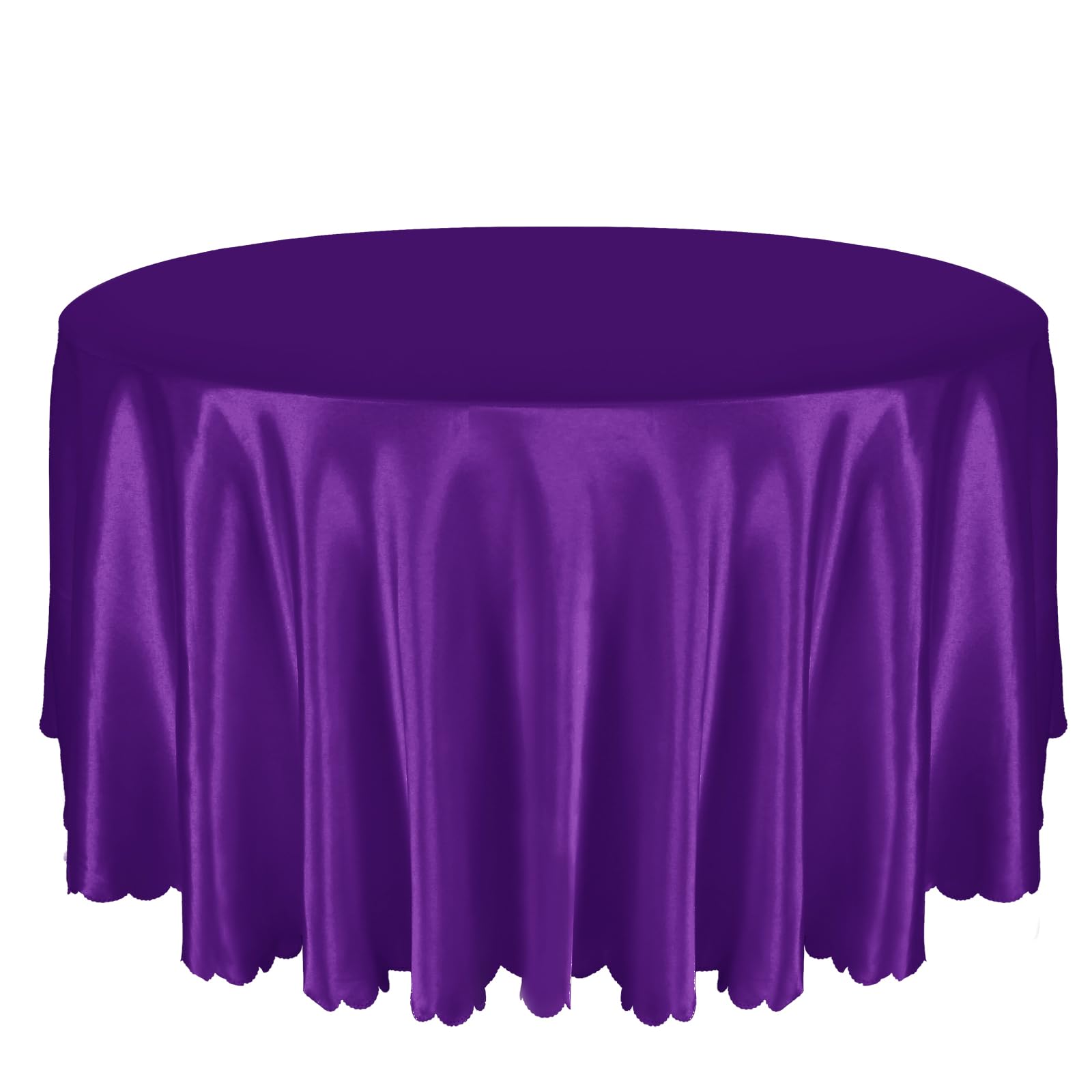 Entisn Purple 90 Inch Round Satin Tablecloth, Wrinkle-Free Party Cover
