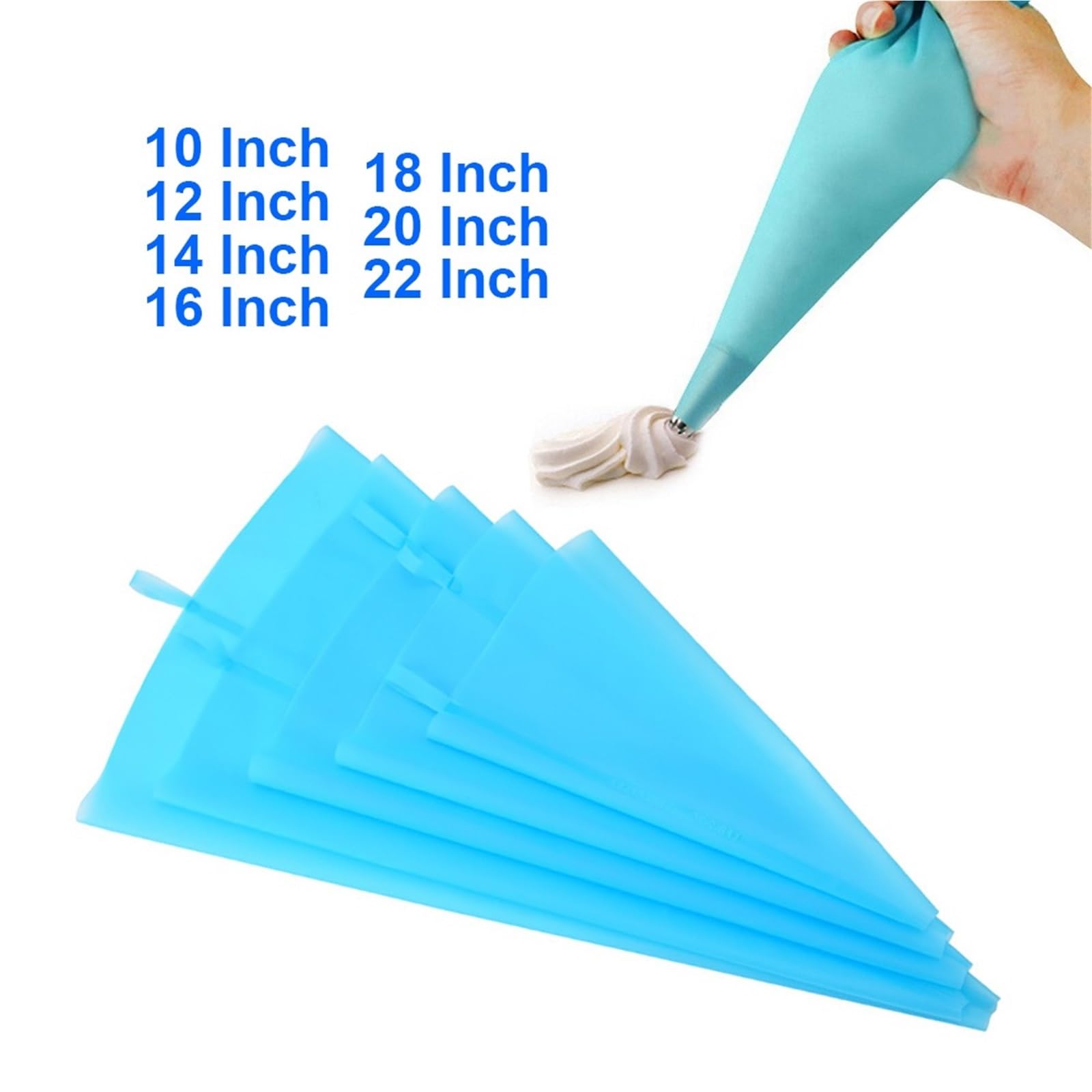 Spritzbeutel, Spritzbeutel, 10 Stück, 25,4–55,9 cm, wiederverwendbare TPU-Spritzbeutel for Dekorieren von Kuchen, Zuckerguss(22 Inch)