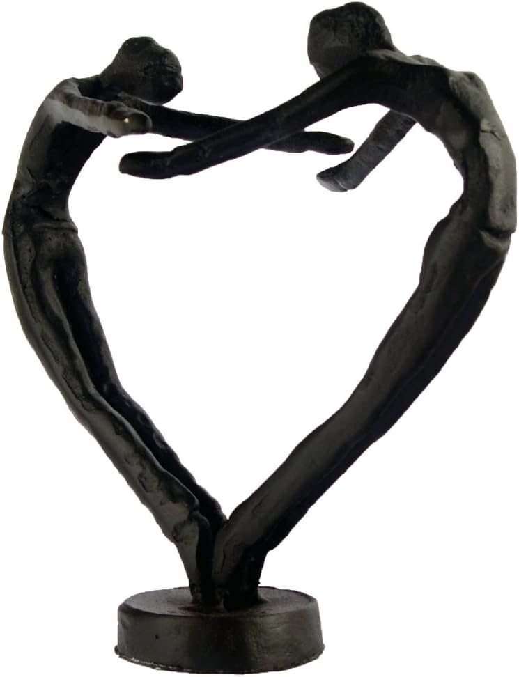 Elur Heart Couple Iron Figurine 16cm, Metal, Mocha, 15 cm