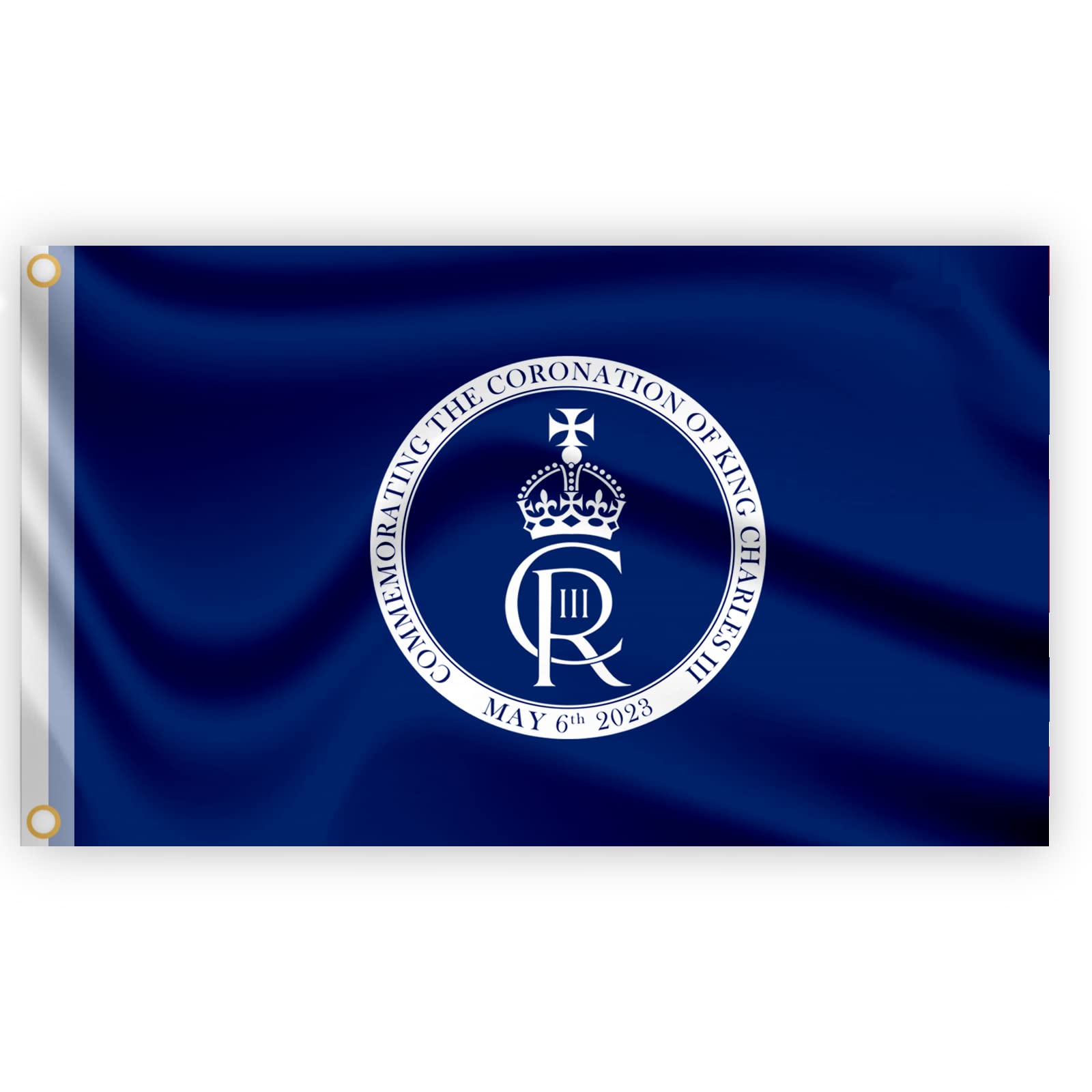 Shatchi 5X3Ft Navy Blue Flag New King Charles Iii Cypher British Sovereign Coronation from B&Q