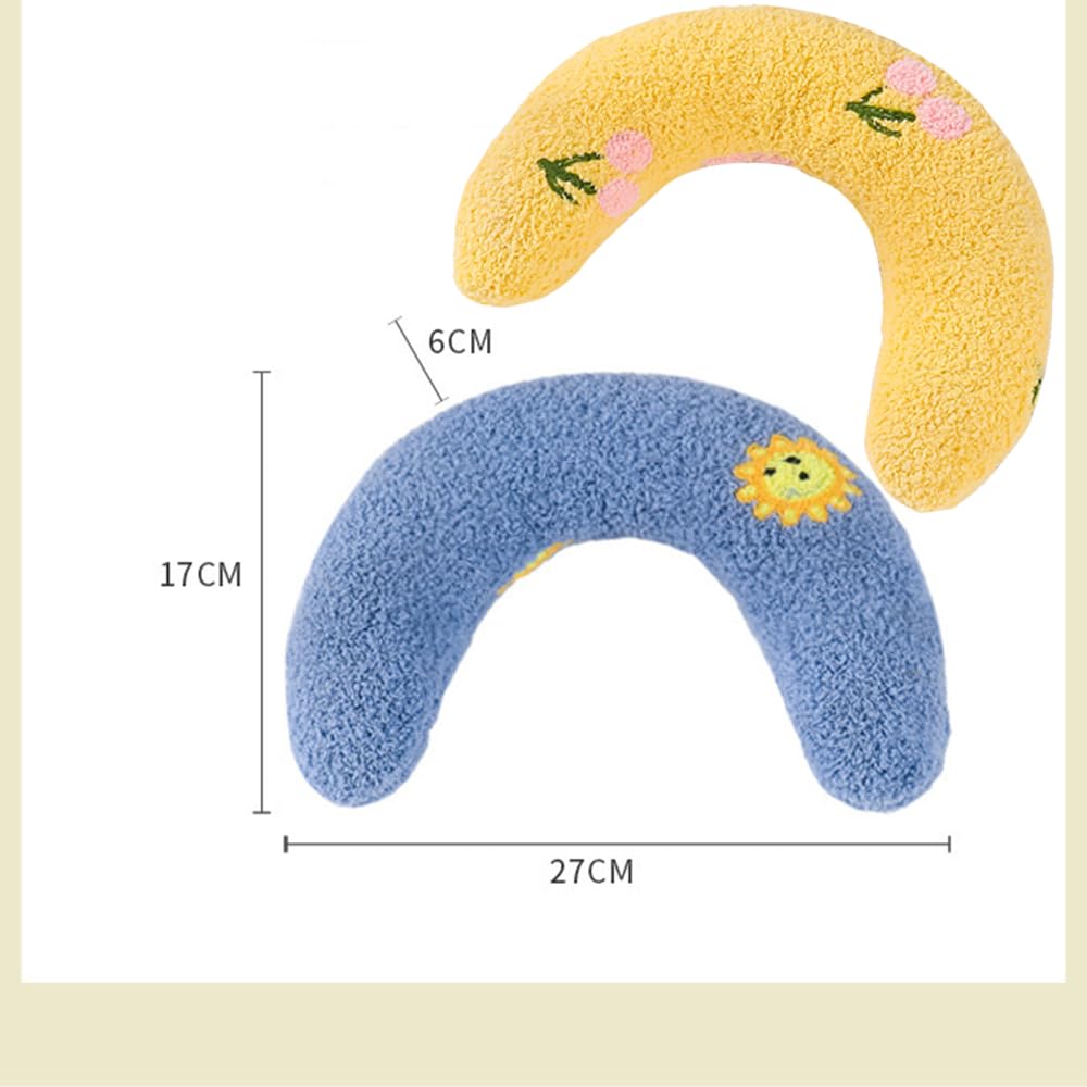HUATEEN 2-Pack Blue & Yellow U-Shaped Cat Pillow, Soft Fluffy Calming Pillow for Indoor Cats & Dogs - Image 2