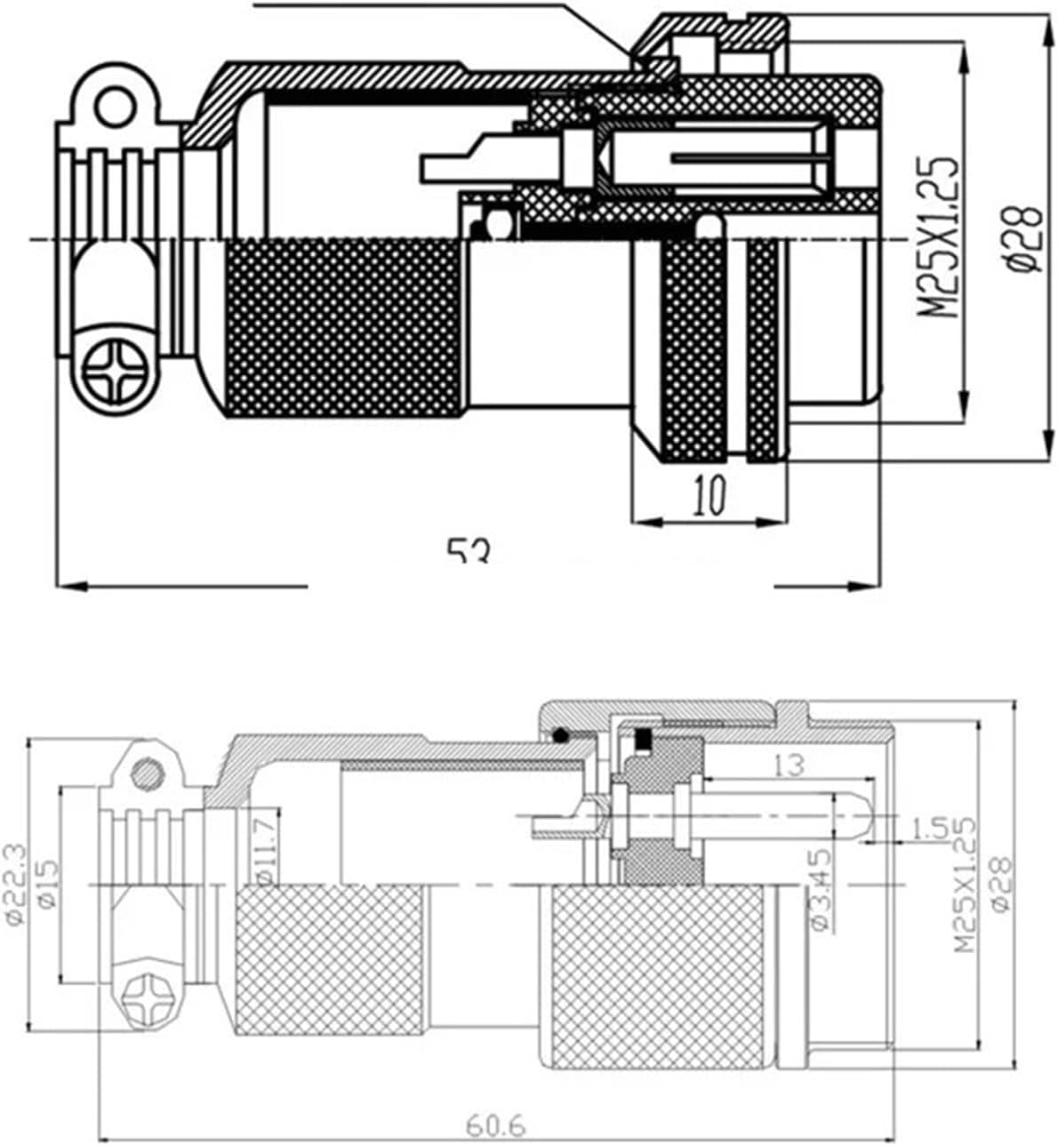 GX25D Docking Connector 25mmpush-Pull Circular 2pin3pin4pin5pin6pin7pin8pin9pin10pin12pin 1Pcs(5 pin)