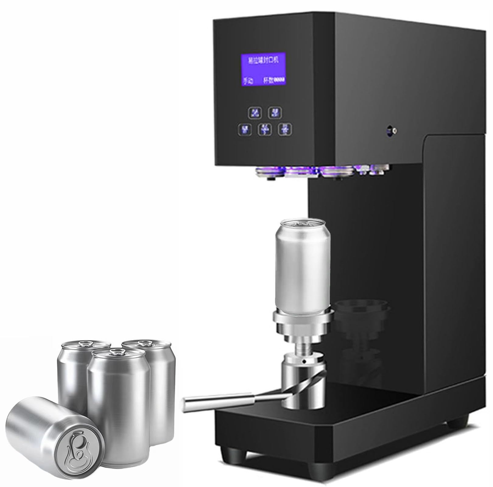 ASerZenith Commercial Semi-Automatic Can Sealing Machine With Counting Function & Lcd Display For Efficient Packaging,Black