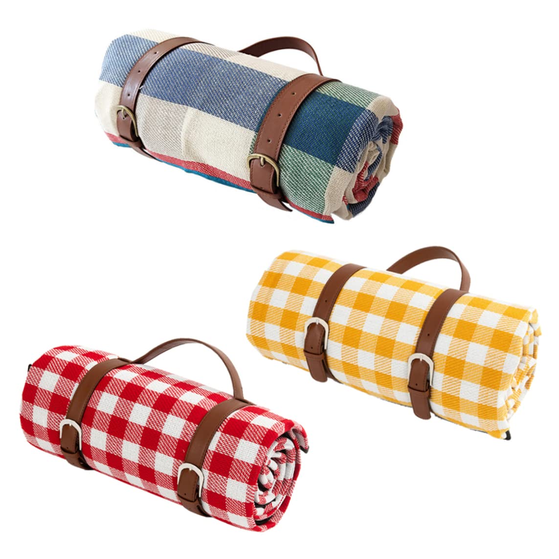 Coperta da Picnic Impermeabile con Manico da Trasporto tappeti da Picnic Tappetino da Picnic Tappetino da Spiaggia Multiuso per Viaggio in Campeggio Rosso e Bianco Plaid