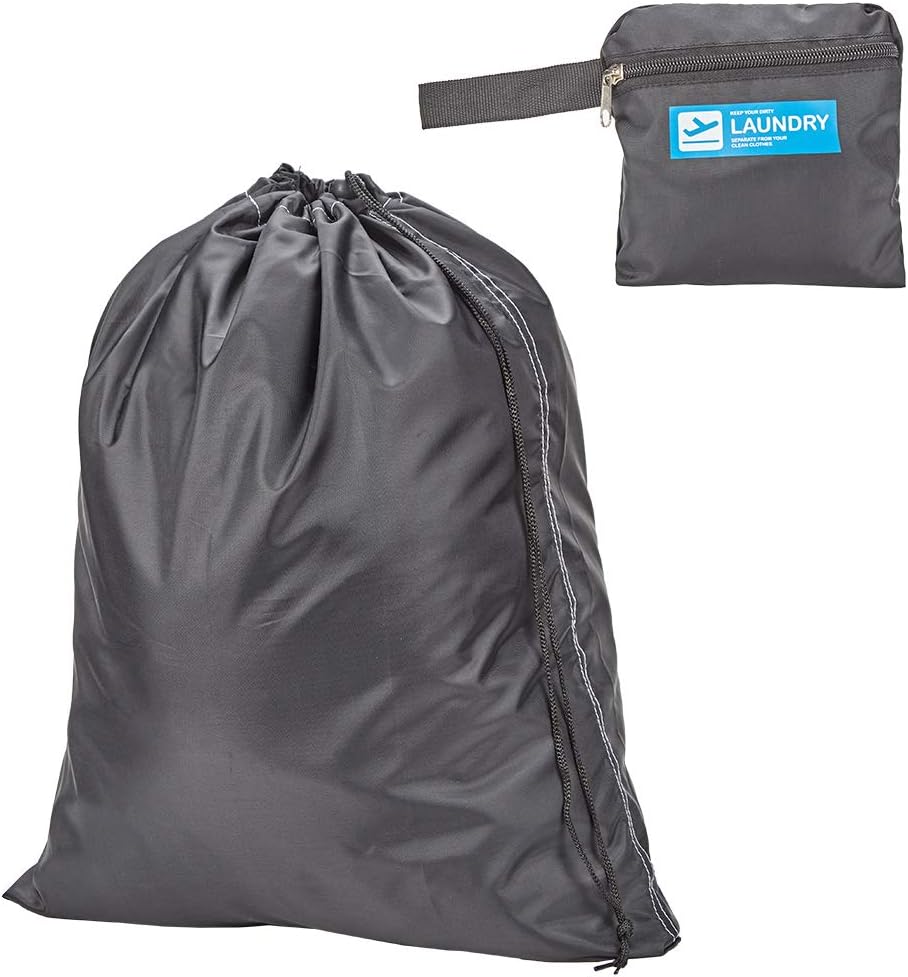 HOMEST Travel Laundry Bag, Compact and Lightweight, Black