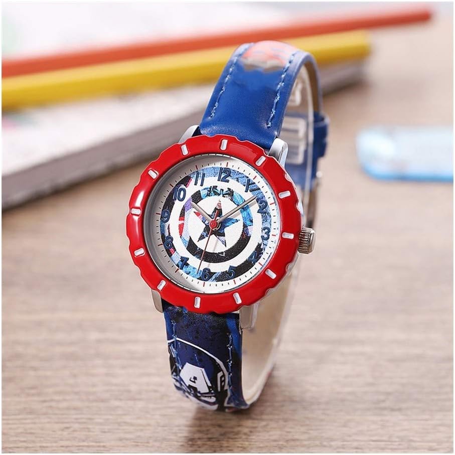 Lxwi Children Watch Boy Quartz Watch Student Cartoon Anime Watch Digital Timer (Black, Blue) (Color : A)