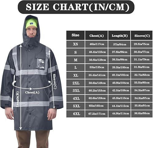 Miniatura 8 de A-SAFETY Chaqueta de lluvia de alta visibilidad, gabardina y chaqueta de lluvia de seguridad RIVER OTTER Baberos de lluvia ANSI Clase 3