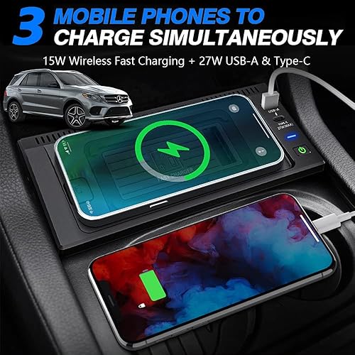 Miniatura 4 de Cargador de coche inalámbrico para Mercedes-Benz GLE/GLE Coupé/GLS/GL/ML W166 X166 C292 GLE350 GLS400 ML450 GL550 AMG 2012-2019 accesorio, cargador