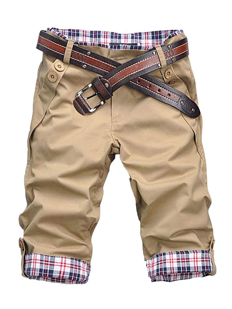 Onsoyours Short Cargo Homme 3/4 En Coton - Bermuda Multi-Poches Taille Élastique, Short Sport Été Casual Confortable