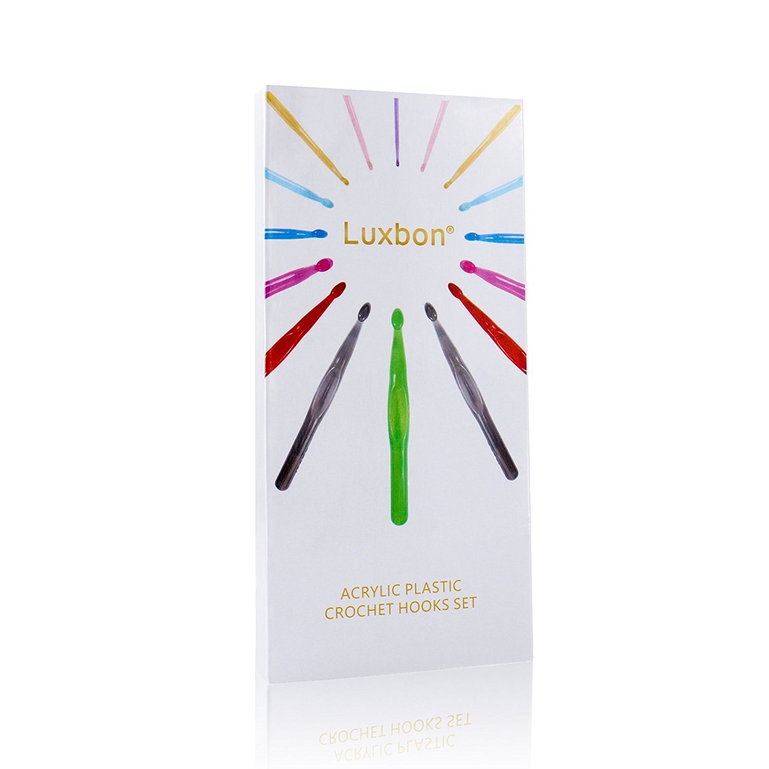 Luxbon 9 Sizes MultiColoured Acrylic Plastic Crochet Hooks Needles Set