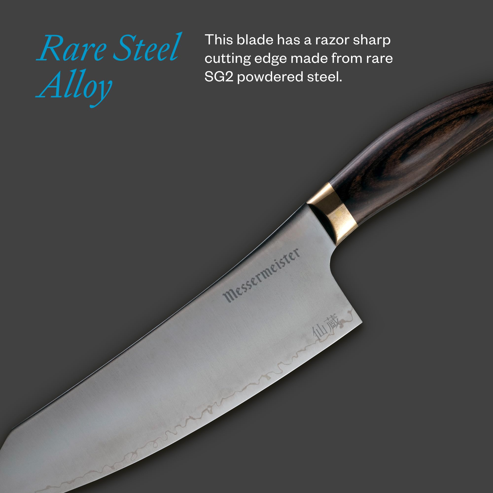 Messermeister Kawashima 8” Chef’s Knife - SG2 Powdered Steel, Eco-Brass Bolster & Walnut Pakkawood Handle - Made in Seki, Japan — Amazon image 5