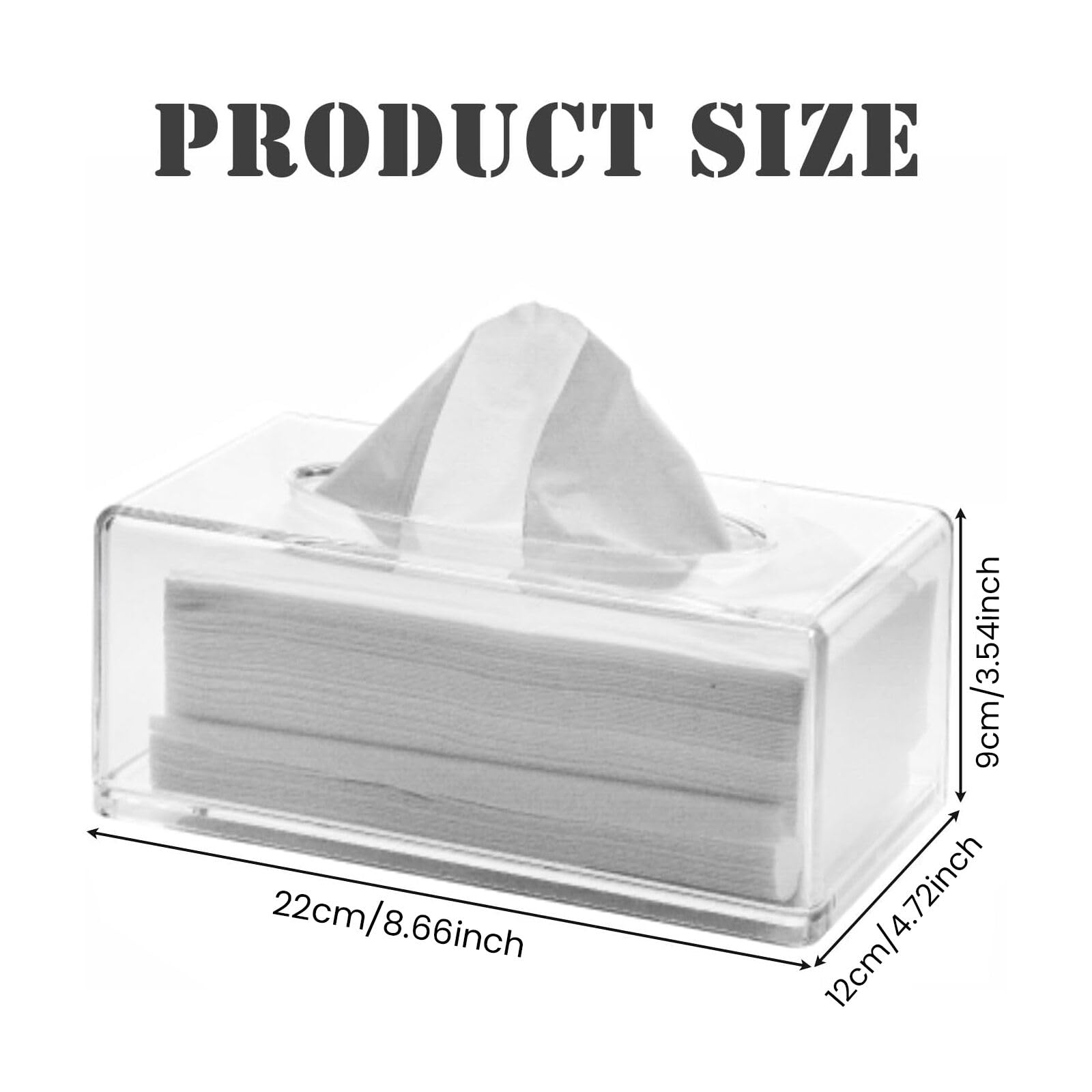 4 contenitori trasparenti per fazzoletti in acrilico, 22 x 12 x 9 cm, per auto, bagno, ufficio, casa, lavanderia, bancone e tavolo