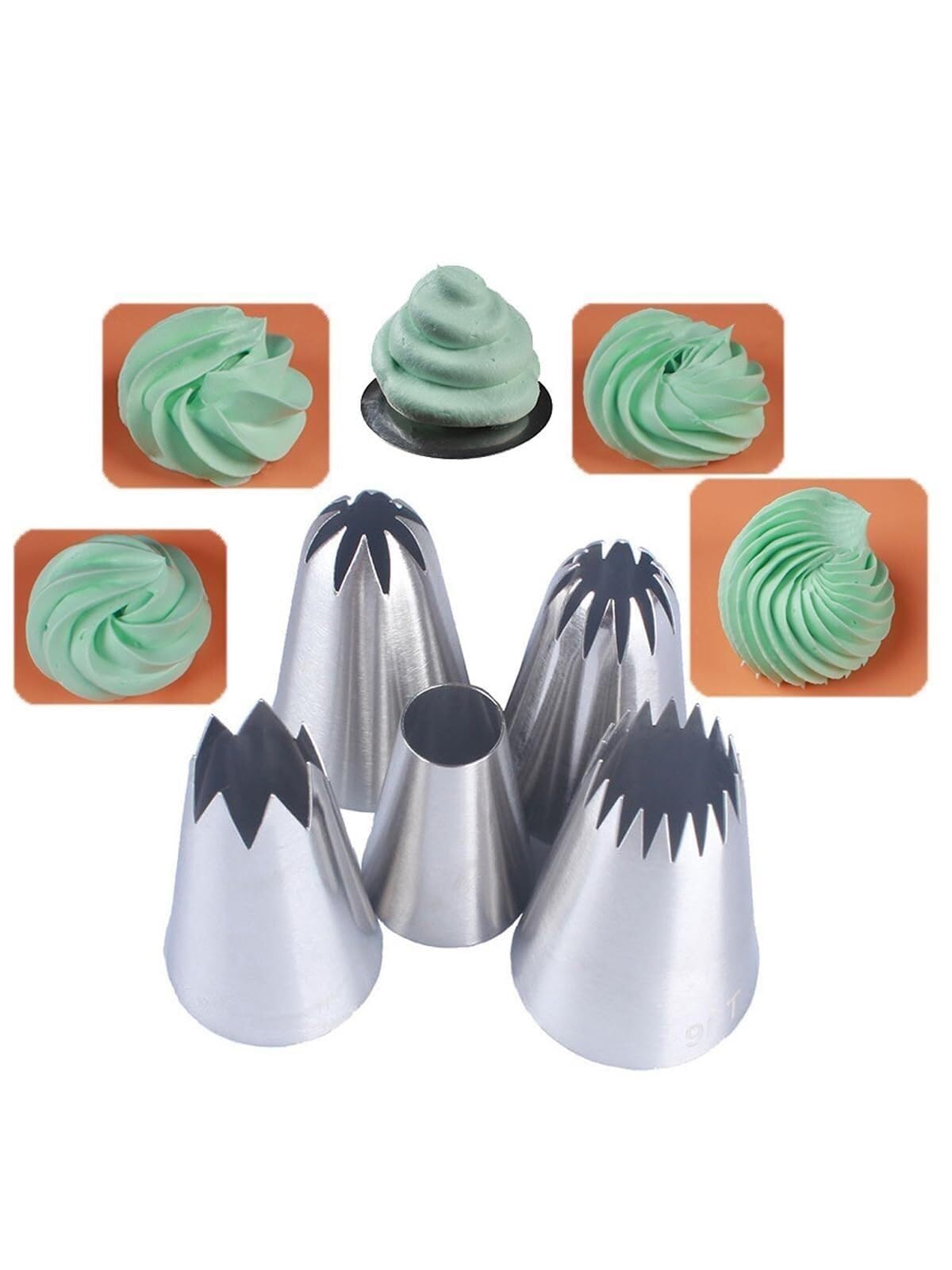Set di punte per tubazioni in acciaio inossidabile, punte chiuse | Suggerimenti per la decorazione, per cupcake, torte, biscotti, strumento di decorazione