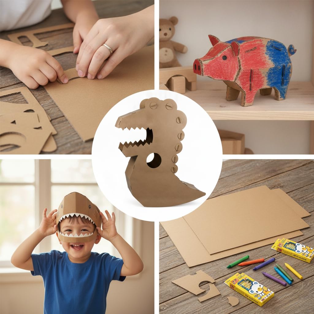 Yunmeryker Kit DIY Animaux en Carton Ondulé