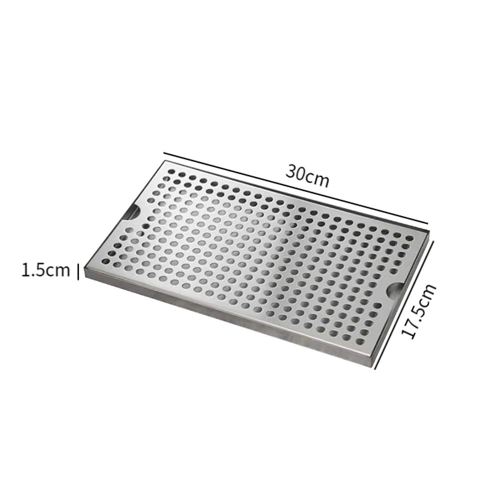Vaschetta raccogligocce in Acciaio Inox per Birra - vaschetta da banco per Bar, Adatta per Attrezzature per la Produzione di Birra in casa, Dimensioni 30x17,5x1,5 cm, Ideale per Bar e Pub ca