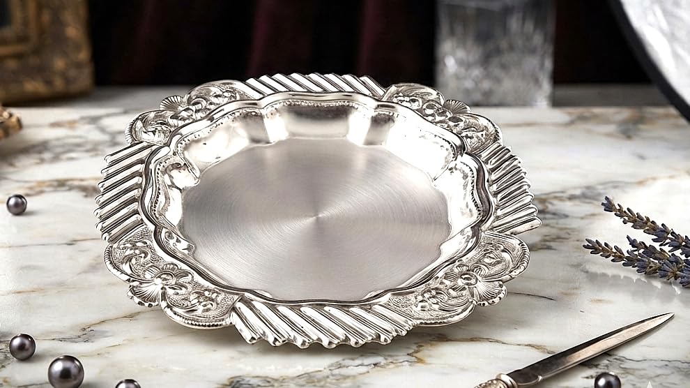 Buy Mehak Enterprises Silver Plated Brass Decorative Plate, 14.7
