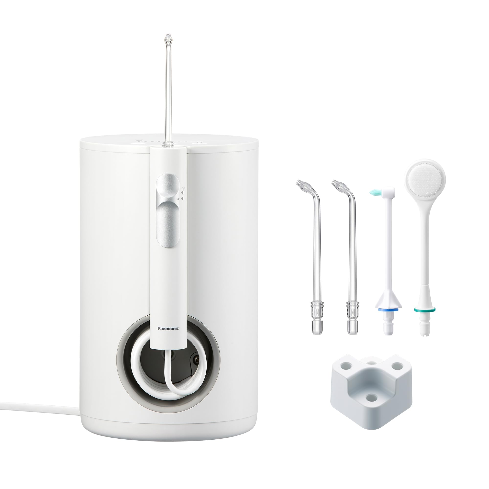 Panasonic EW1614AW503-PACK Family Irrigator Oral Dental, Chorro Ultrasónico, Modo Infantil, 10 Ajustes de Presión, IPX7, Ortodoncia, 5 boquillas, alimentado por Red Eléctrica, Blanco