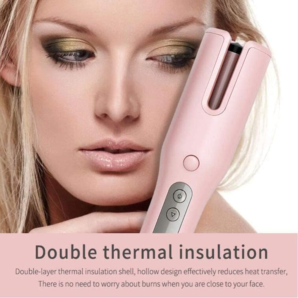 Rizador automático inalámbrico, rizador inalámbrico, Pantalla LCD, rizador de Aire Recargable por USB, Adecuado para rizar Cabello Ondulado, rizador de cerámic