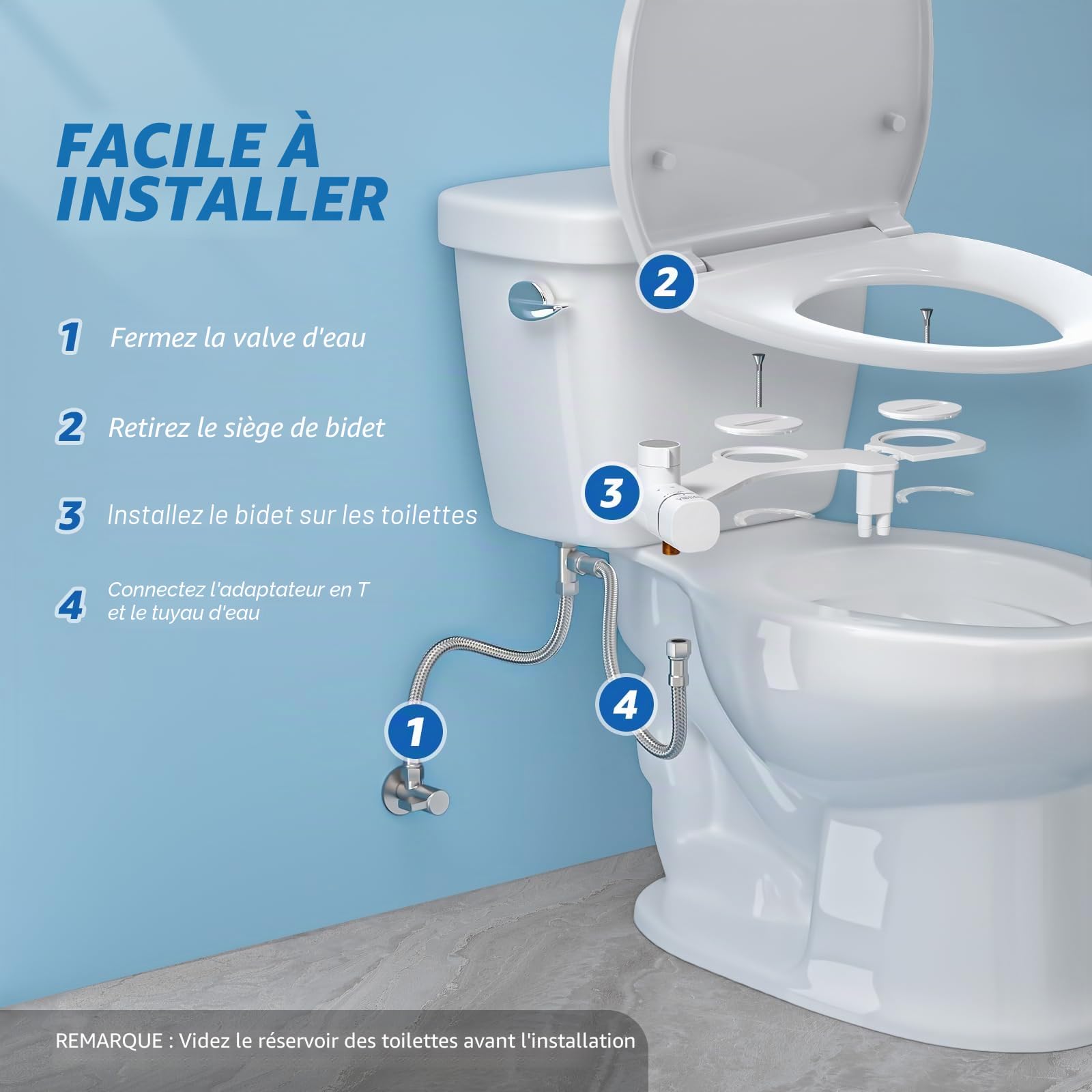 Yolife Bidet Toilette WC Ultra Japonaise Toilette Bidet Non Électrique Double Buse, Cuvette Japonaise Rétractables Autonettoyantes-Nettoyage Arrière/Femelle