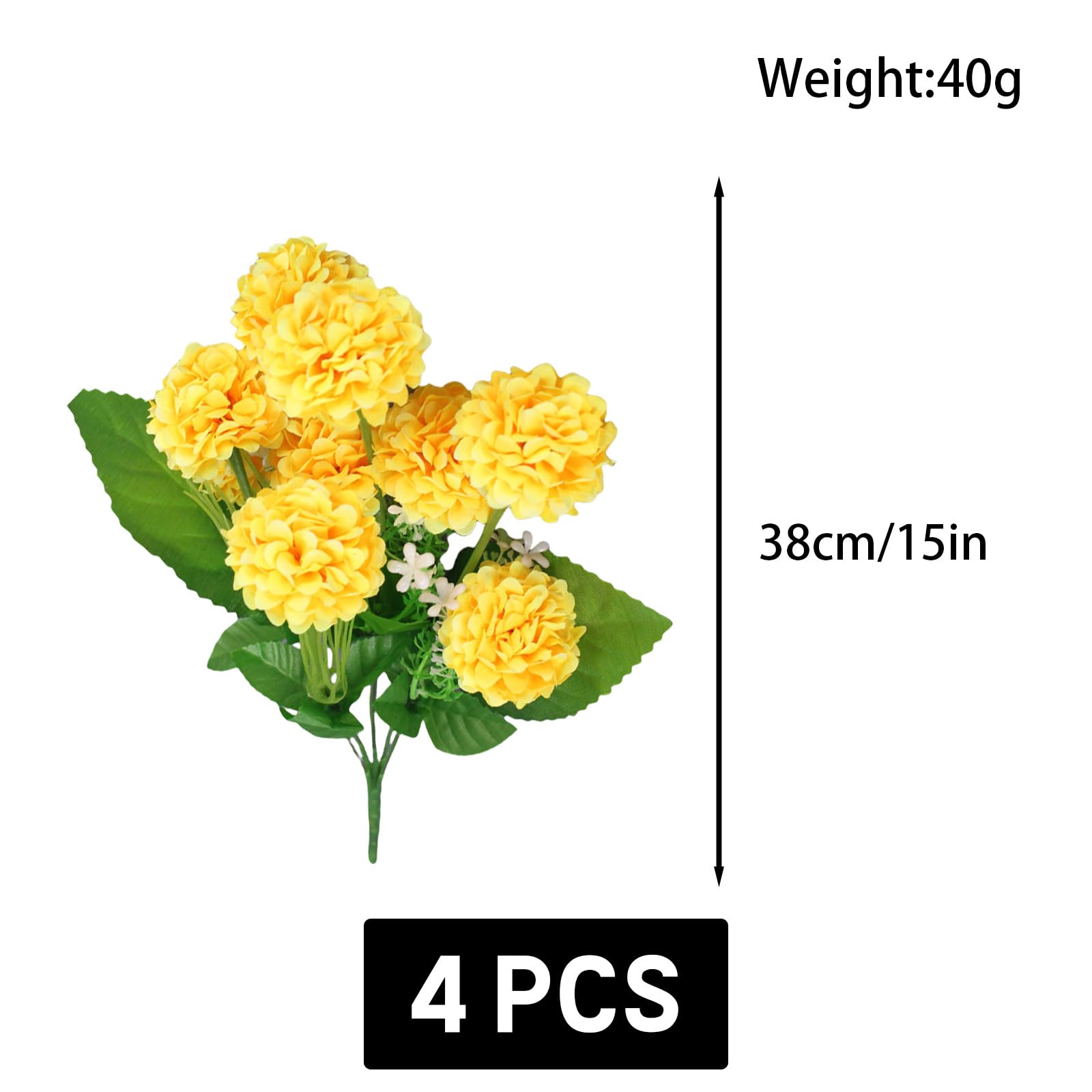 astylishome Fake Flowers for Decoration Artificial Bigger Hydrangea with Stem Real Touch False Hydrangeas Flower Bouquets for Wedding Home Party Garden Centerpiece Yellow 0506 - Image 3
