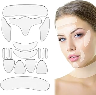 Facial Anti Wrinkle Patches with Neck Patch, VEGCOO 17 Pcs Reusable Wrinkle Patches Face Lift Tape for Overnight Treatment, Silicone Face Patches to Reducing Forehead Face Mouth Eye Wrinkles