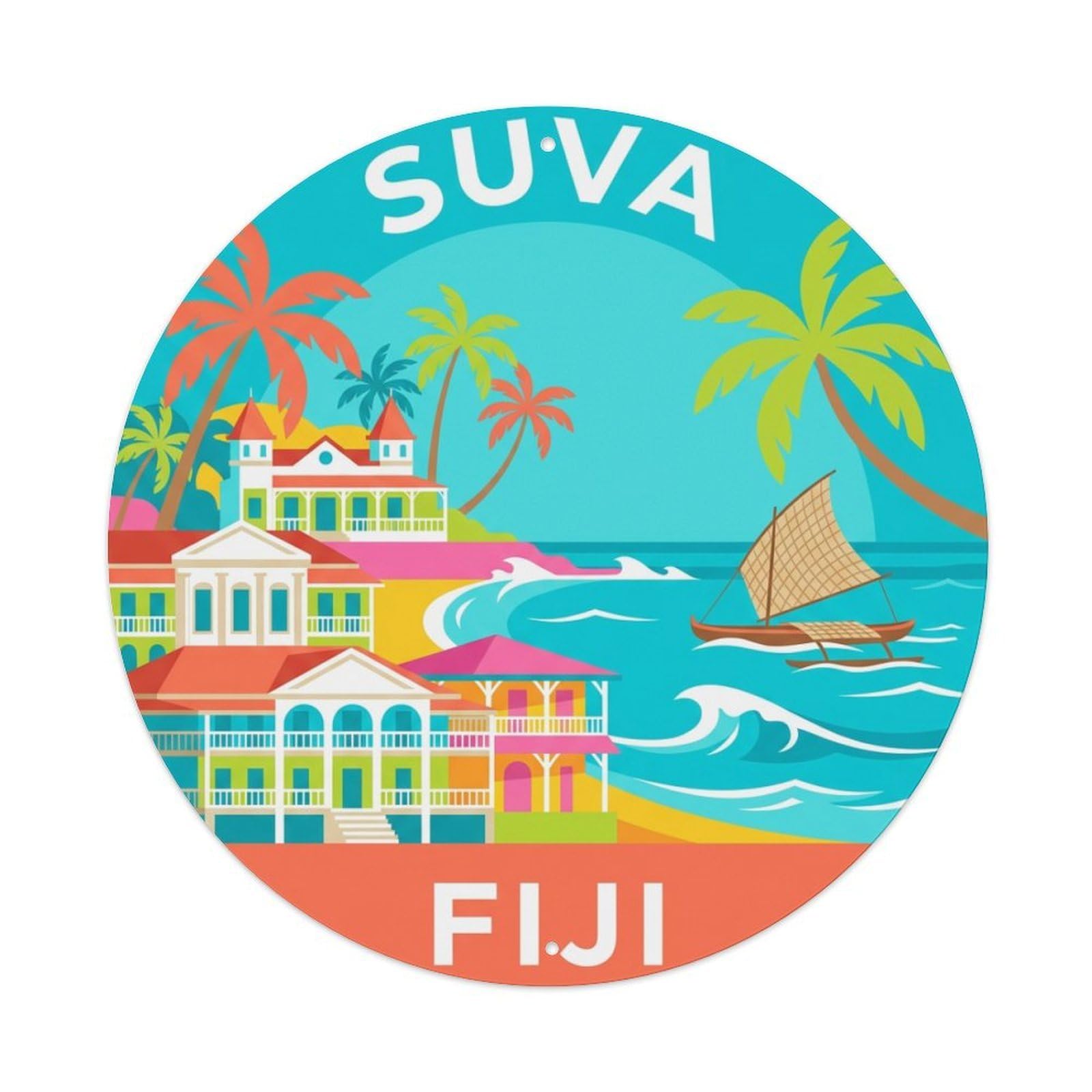 Retro Travel Fiji Suva Metal Tin Sign