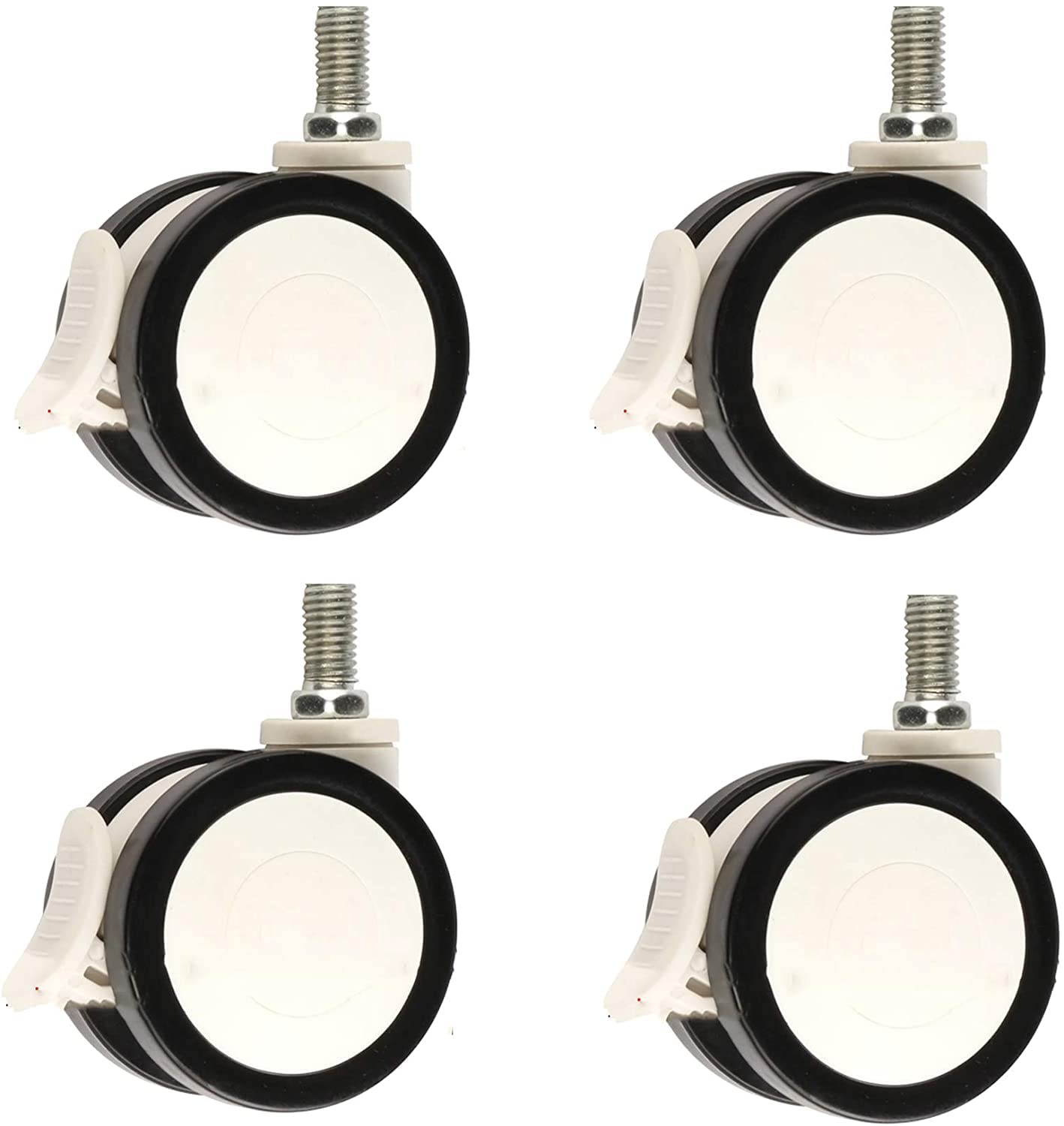 GYRAZXS 360° Swivel Casters with Brake Threaded Stem Diameter 10x20mm 12x20mm Silent Wheels for Equipment Heavy Duty Mute Casters Ideal for Trolleys and Furniture