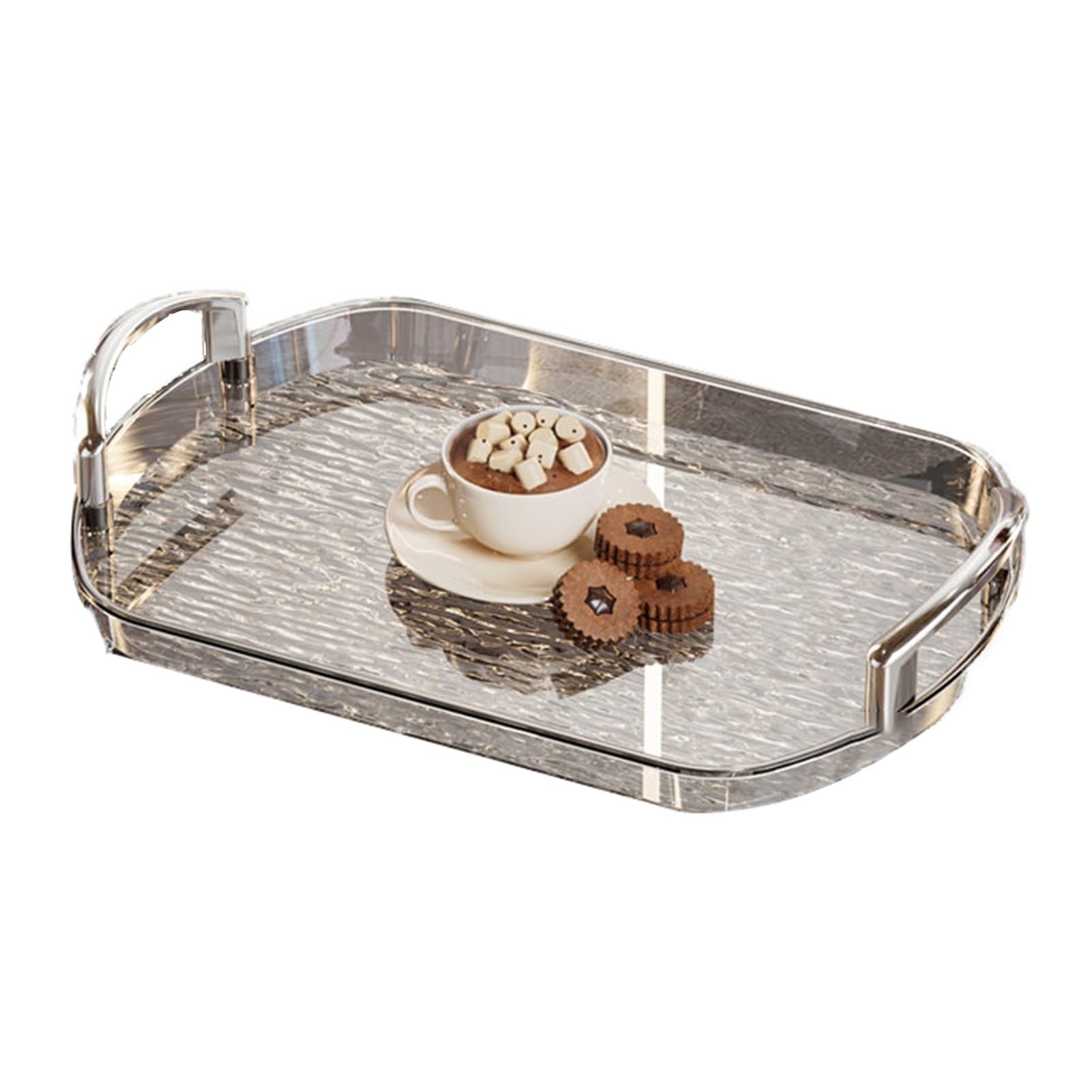 Xcsdew Color3 Pet Tray,Transparent Household,Rectangular Decorative Storage Box,Gold-Plated Handle,Suitable For Coffee Shops(,36X24x6.6cm)