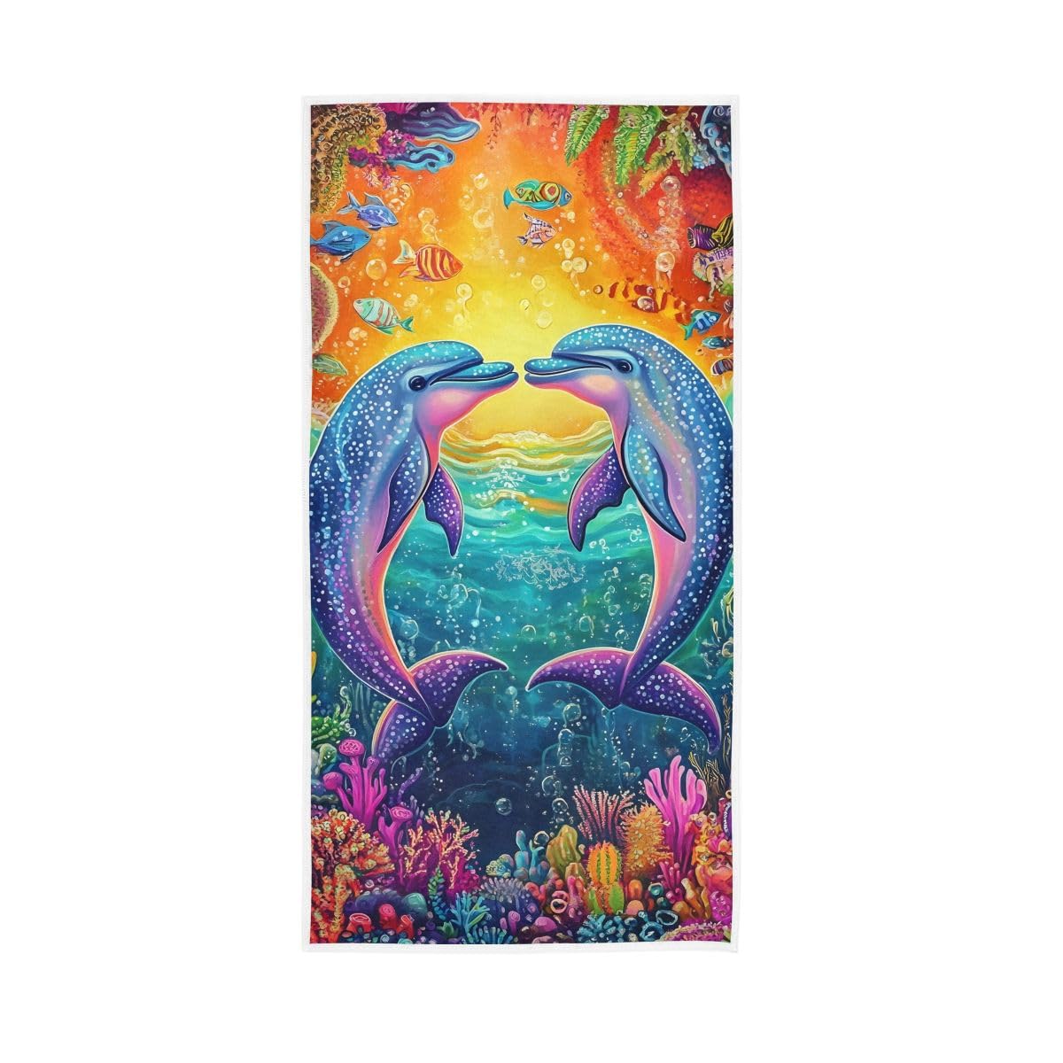 LSRCPD Colorful Dolphins Lover Hand Towels Soft Washcloths Spa Towels 15 x 30 Inch