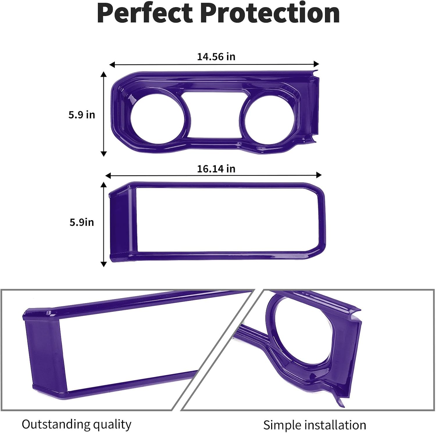 JWWY for Jeep JL Dashboard Navigation Panel Center Console Instrument Fascia Protective Cover Trim fit for 2024 Jeep Wrangler JL JLU & Gladiator JT 4xe Interior Accessories ABS Purple