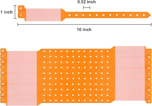 Miniatura 2 de 100 pulseras de vinilo para identificación de hospital, pulsera médica ajustable impermeable, pulsera desechable para hospital (naranja)