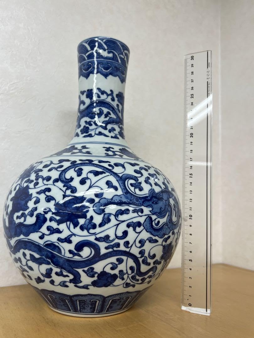 Amazon.co.jp: 中国 清朝の 大清乾隆年製銘 中国美術 唐物 骨董 龍文瓶 