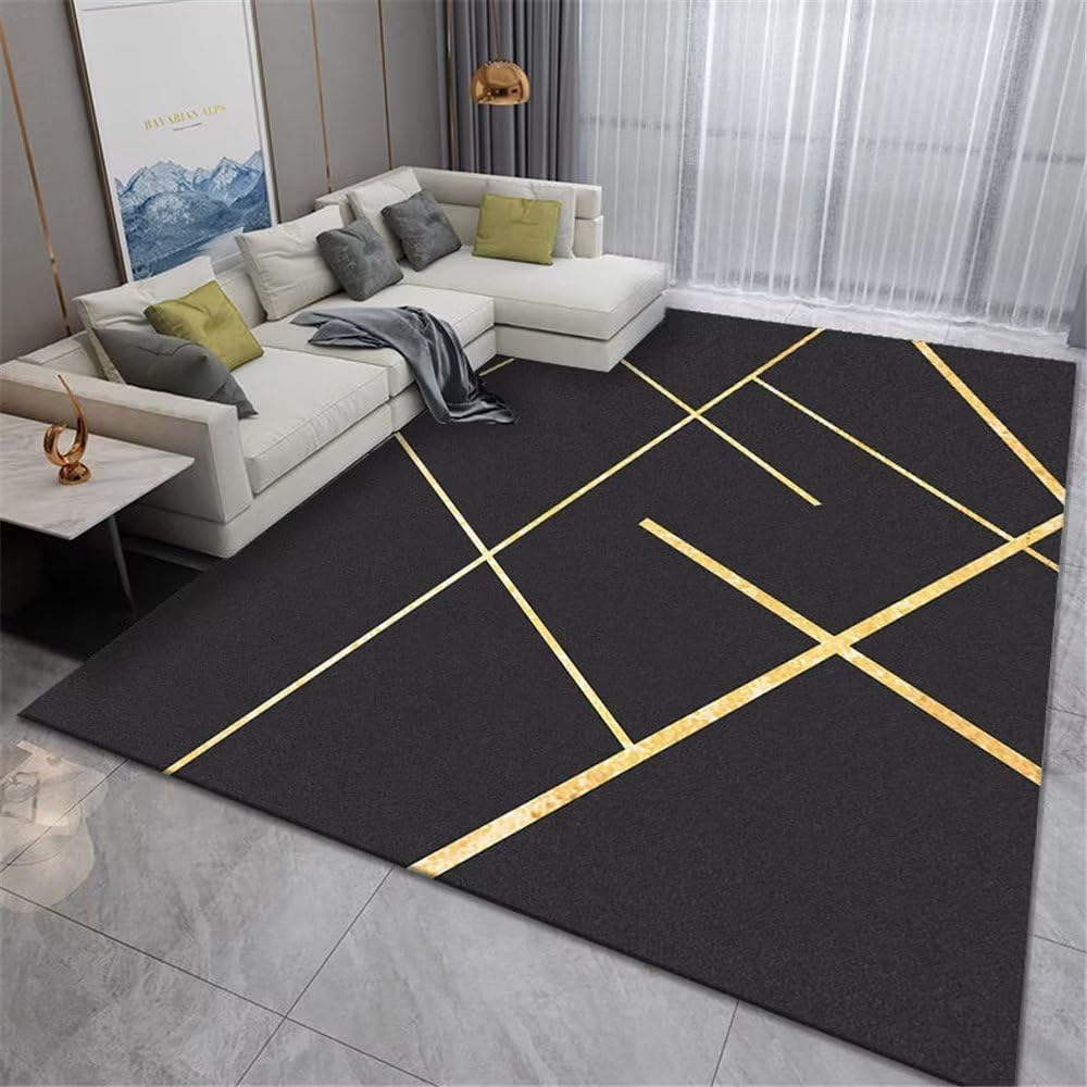 Tapis d exterieur terrasse salon noir et or