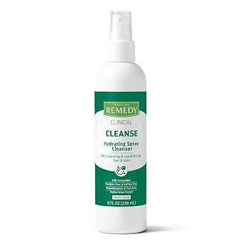 Medline Remedy Clinical No-Rinse Spray Cleanser 8 fl oz, 12 Count, Vanilla Scent, For Skin and Hair, Adults, Children, Body Wash, Sulfate Free, Incontinence, Bedside Cleaning