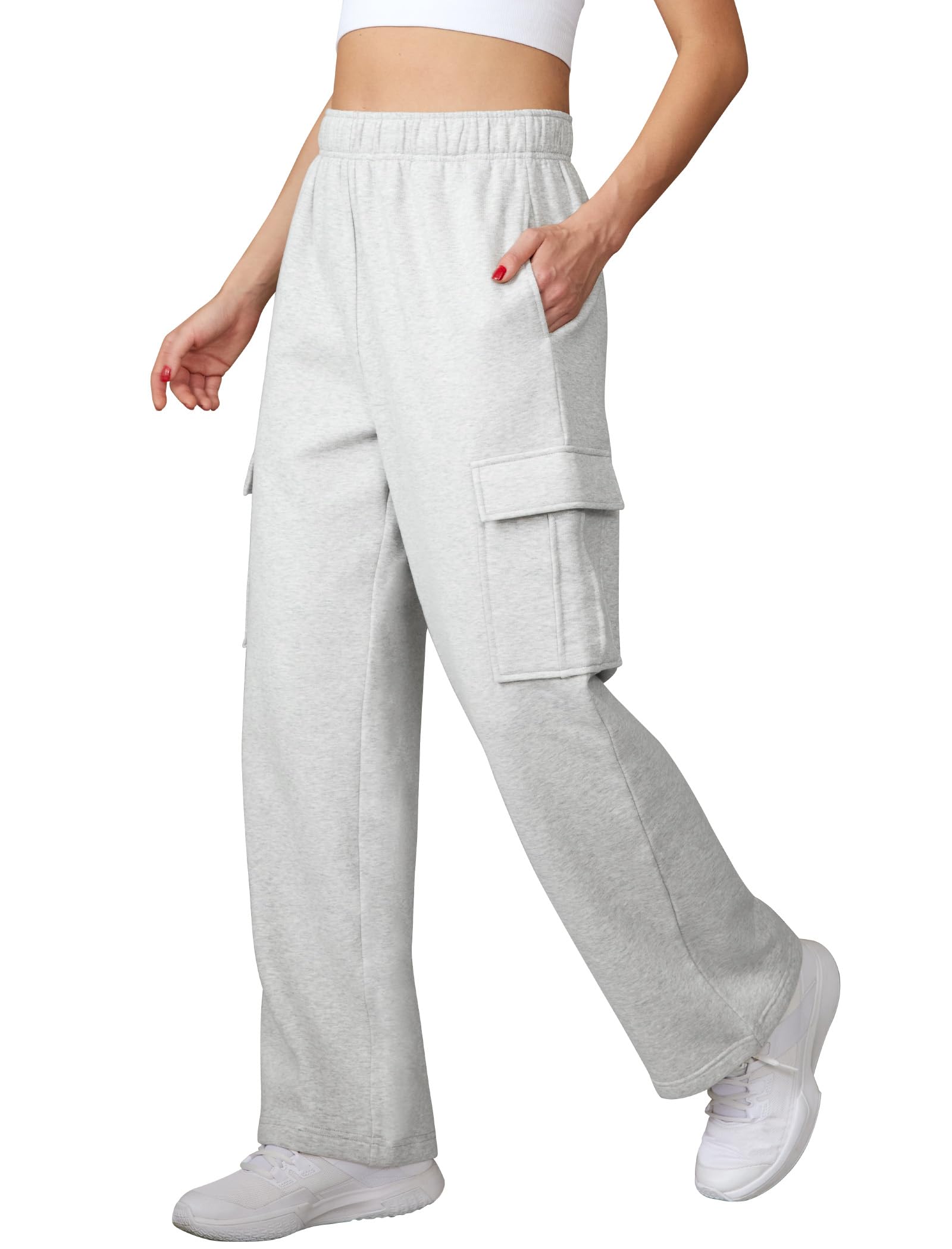 Glacspyg Pantaloni da Jogging Donna Pantaloni Lunghi Sportivi Fitness Vita Alta con Elastico in Vita e Tasche Pantaloni per Il Tempo Libero Pantaloni Larghi Gambe