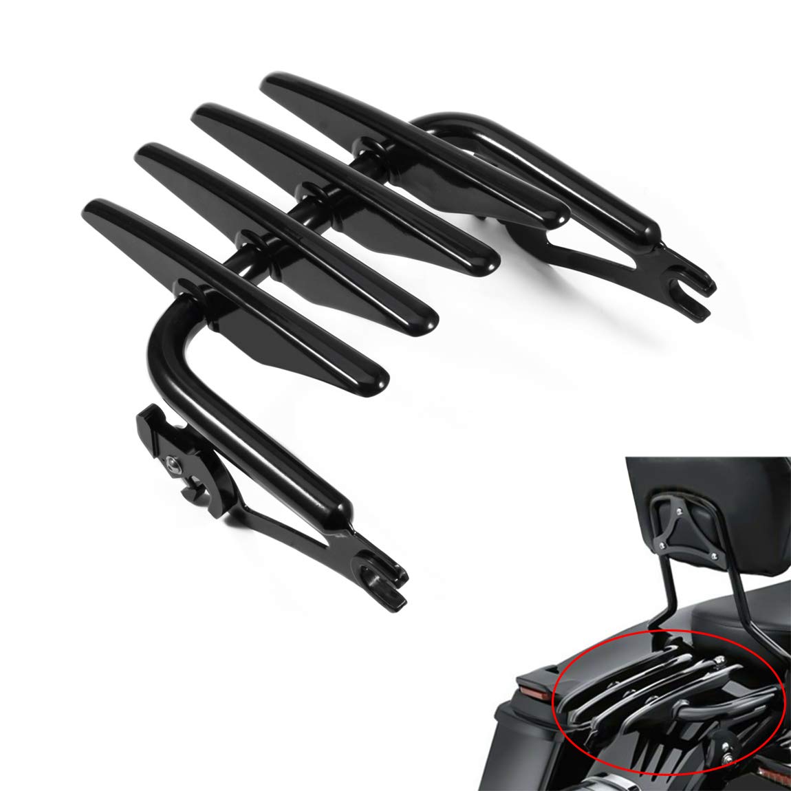Photo 1 of PBYMT Gloss Black Detachable Stealth Mounting Luggage Rack Compatible for Harley Touring
