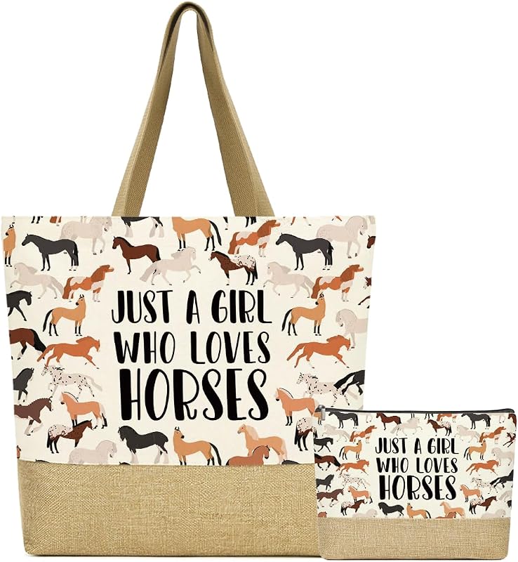 Bolsa tote de lona com nécessaire de maquiagem e estampa de animais jealance, conjunto com 2 peças