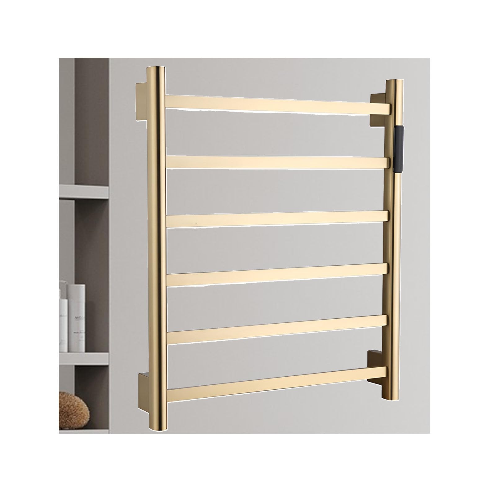 Toallero termostático de Acero Inoxidable Cepillado con Alambre Izquierdo, Barra de Toalla calefactable de Pared, toallero eléctrico para radiador de baño.