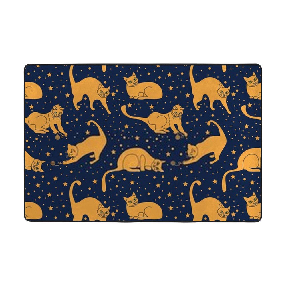 Tapis chat bleu foncé grand format 152x99 cm pour décoration salon