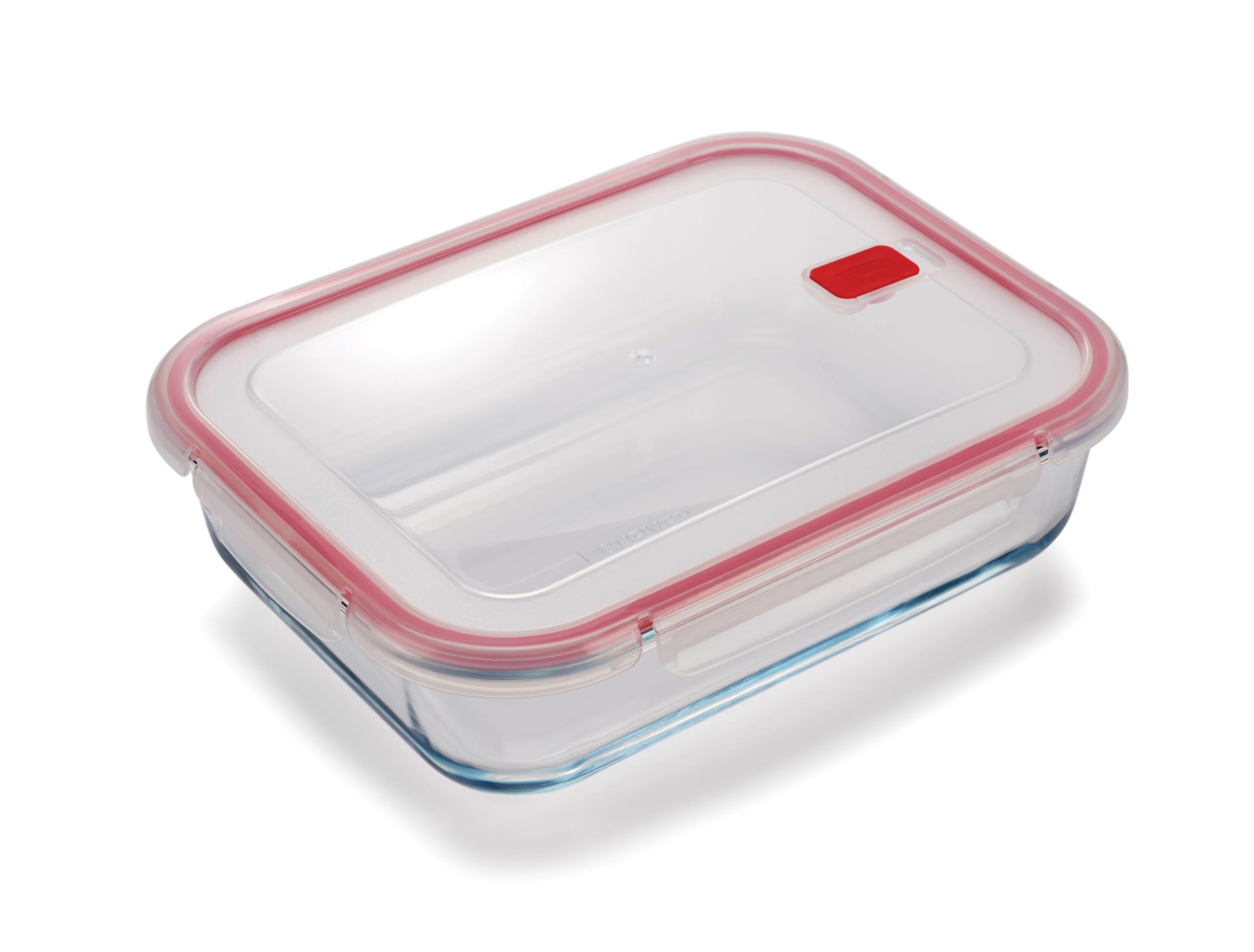 Curver Transparent Rectangular 2.7L Food Storage Glass Containers With Lids - Borosilicate Glass, 4-Clip Lock Airtight Food Containers With Lids, Oven & Freezer Safe