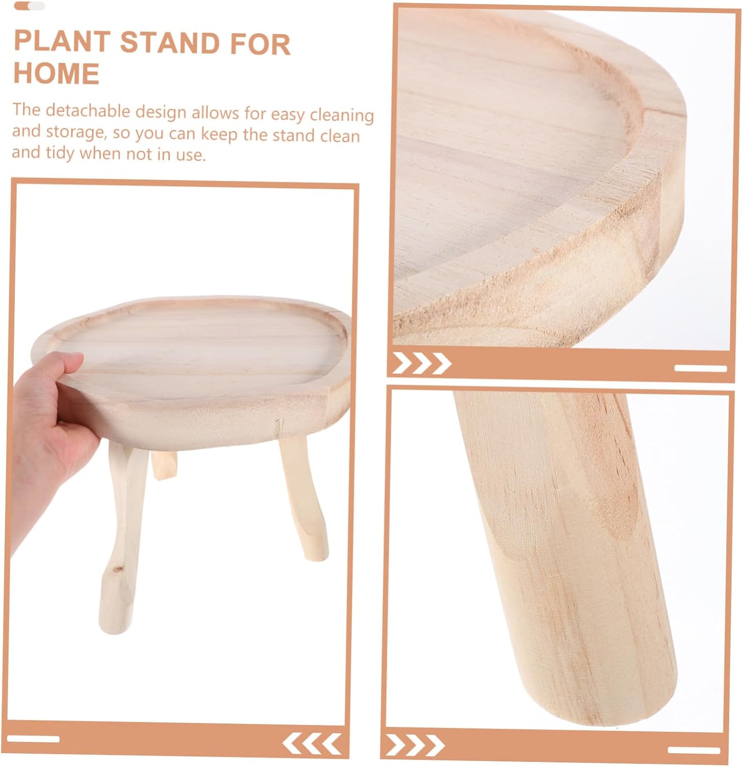 VICASKY Wooden Plant Stand for Indoor and Outdoor Use Short Planter Riser Multi-Purpose Design for Potted Plants Flowerpots and Vase Display