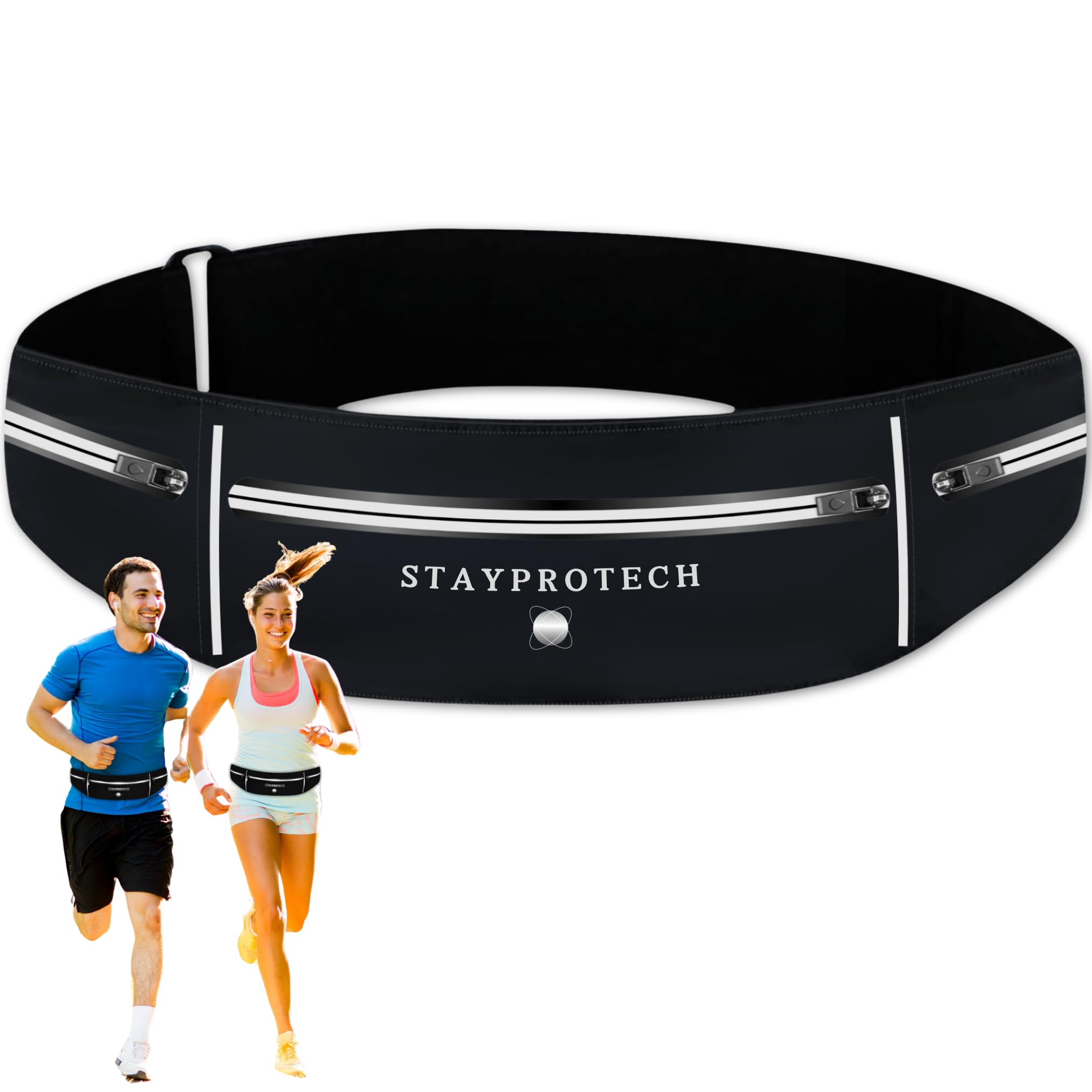 STAYPROTECH Running Belt, Large Capacity Phone Holder for Running, Adjustable Waist Bag for Men & Women, Waterproof Ultra-Slim Belt Bag Running Phone Holder & Money Belt.