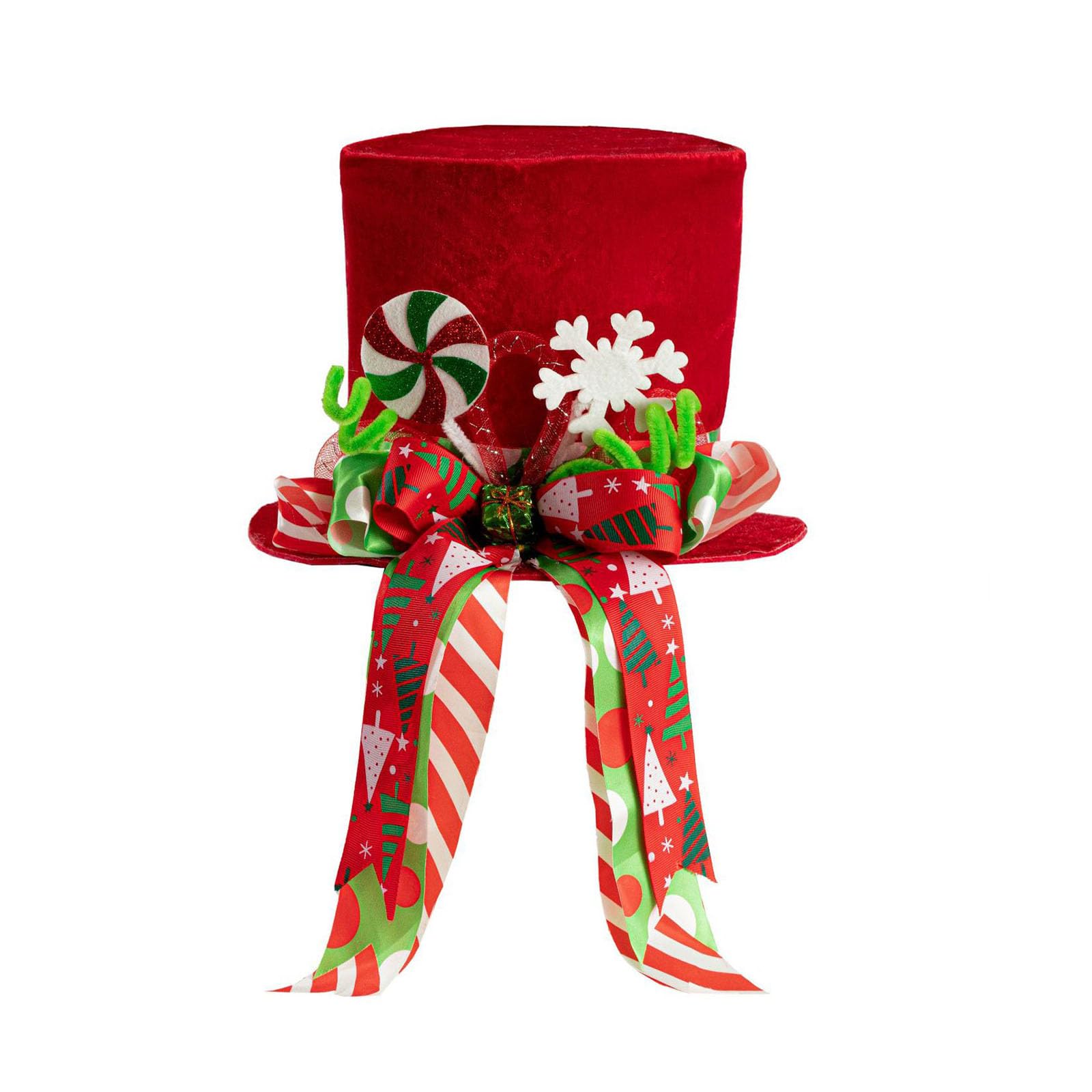 Easy installation without tools required. Festival tree topper hat with user-friendly materials, safe for children and pets. Easy to install Christmas tree hat