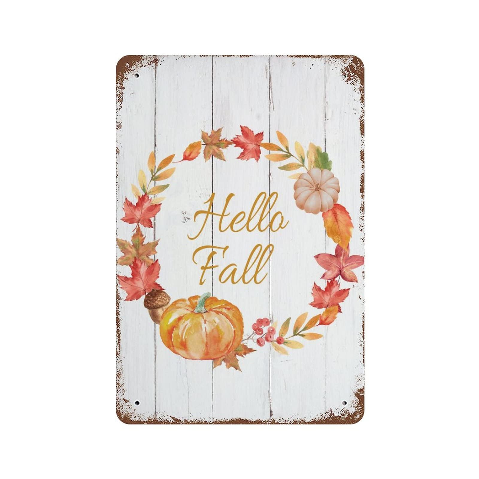 Panneau automne en aluminium Hello Autumn de 30x45 cm pour decoration de jardin