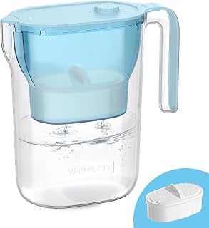 Waterdrop 7-Cup NSF Certified Water Filter Pitcher - 200-Gallon Filter Life, Reduces Chlorine PFAS, Replaces 6400 Bottles Yearly, Blue