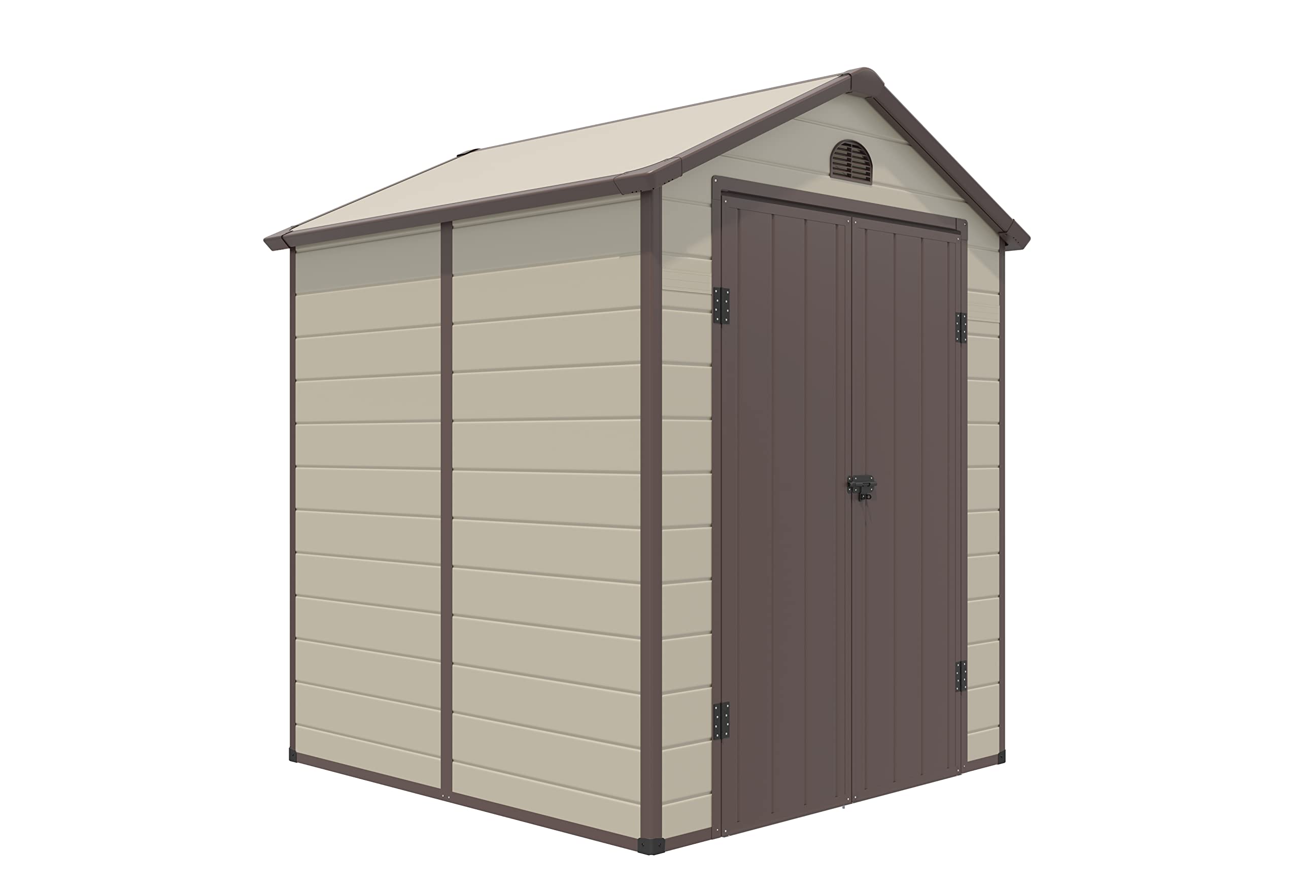 GOPLUS Caseta Jardin Exterior 6,2m³, Cobertizo de Almacenamiento de PVC+Metal con Respiraderos, Ventanas, Rampa y Puerta con Bisagra, Resistente a la Intemperie, 192,5x191x227cm