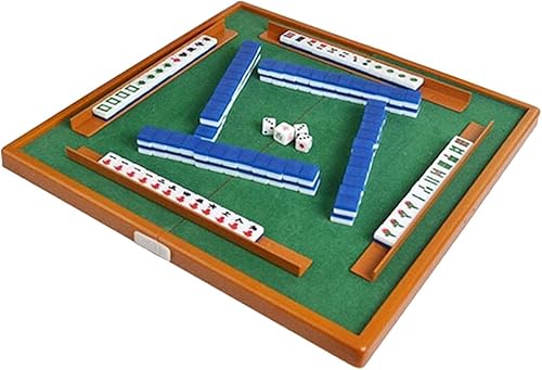 Vaveren Mini juego de mahjong chino portátil, con mesa plegable, accesorios de entretenimiento para interiores, juego de actividades para el hogar,