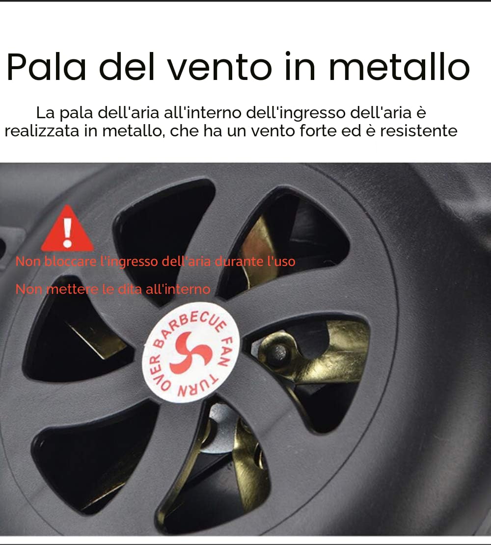 Soffiatori a manovella,Ventilatore manuale per barbecue ， Ventilatore per barbecue ， Adatto per cucinare all'aperto, barbecue, camino