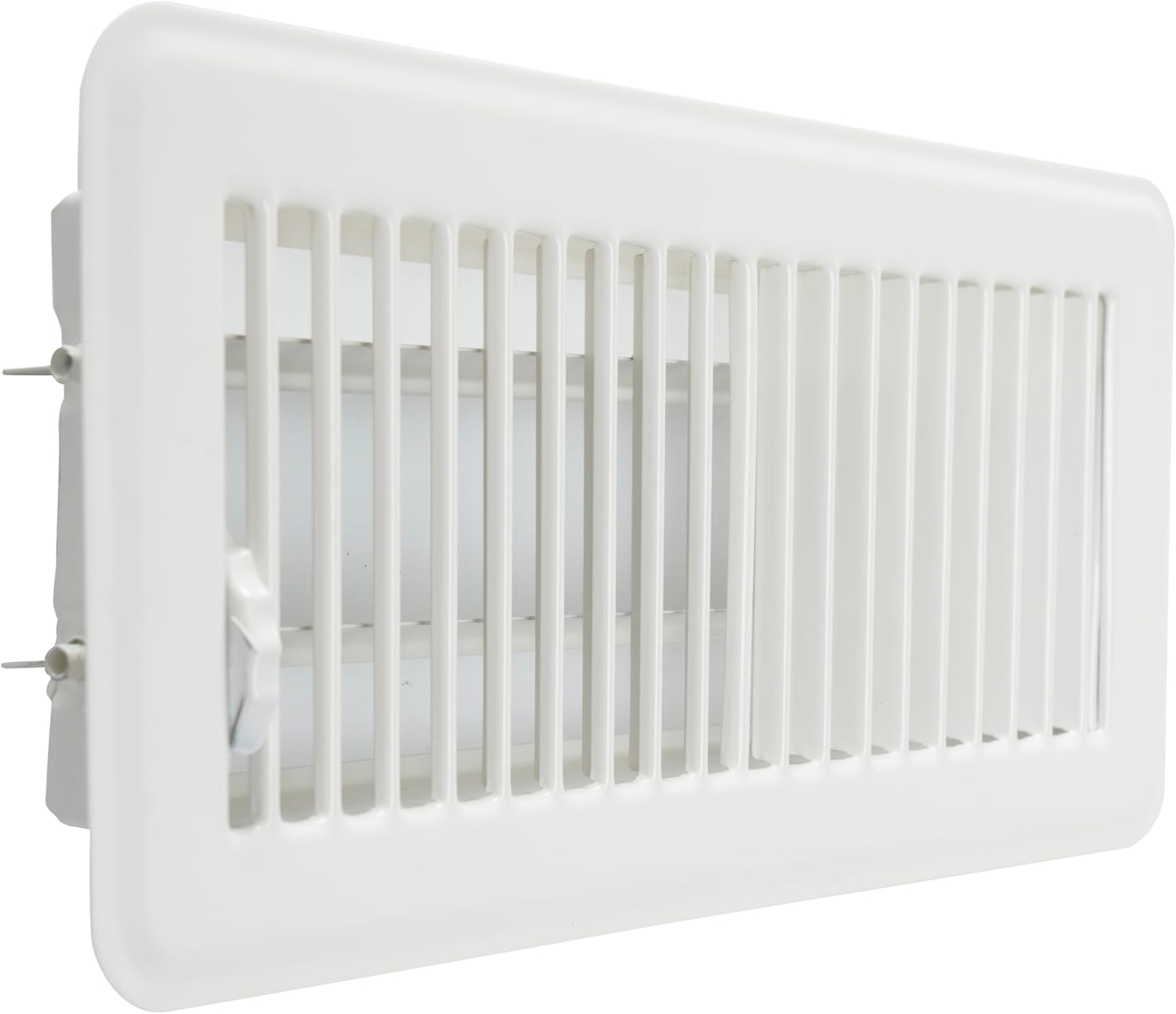 [8 Pack] Fits 4x10 and 10x4 Duct Opening Floor Register with Louvered Design by Handua | Heavy Duty Walkable Design with Damper | Floor Vent Grille | Easy to Adjust Air Supply Lever | Off White